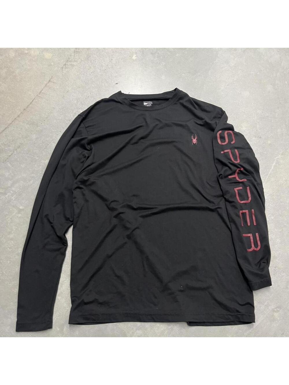 Spyder Black Performance Long Sleeve Shirt Men’s Medium Red Logo